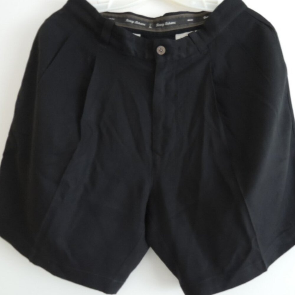 Tommy Bahama Mens Shorts Size 30 Black 100% Silk Subtle Front Pleats 4 Pockets